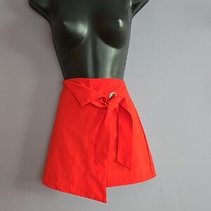 Chic Red Wrap Skirt with Bow
